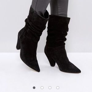 ASOS cianna suede slouch cone heel boots in size 5